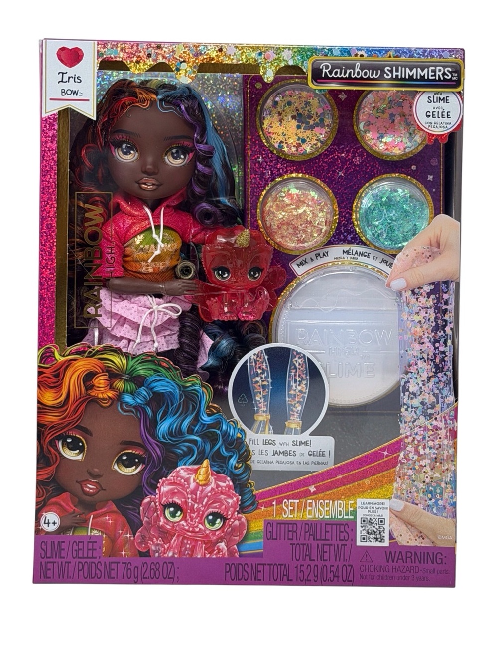 MGA Rainbow Shimmers with Slime – Iris Bow 11” Rainbow High Doll , New In Box